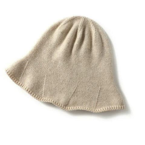 Winter Warm Knitted Bucket Hat 100% Cashmere Fisherman Hat for Women