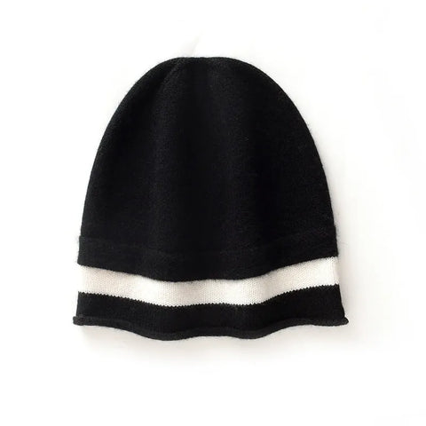 Pure Striped Color Matching Cashmere Hats Winter Warm Knitted Beanie