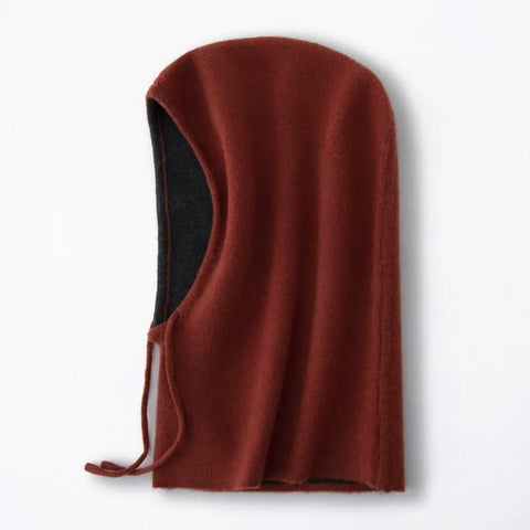 Cashmere Knitted Ski Hat Windproof 100% Cashmere Hood Drawstring Snood