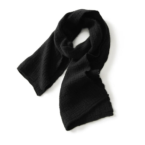 Ribbed Pure Cashmere Textured Knit Pattern Wrap Scarf