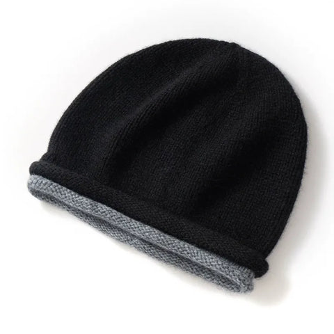 Soft Women's 100% Cashmere Double-Layer Knit Slouchy Beanie