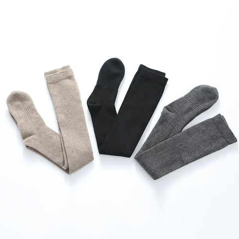 100% Cashmere Over-the-Knee Casual Solid Color Warm Socks For Woman