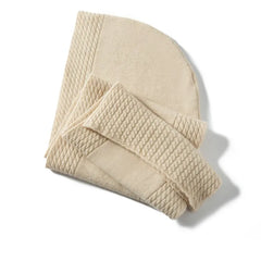 100% Cashmere Knit Luxury Hooded Scarf Wrap with Ribbed Trim Hat