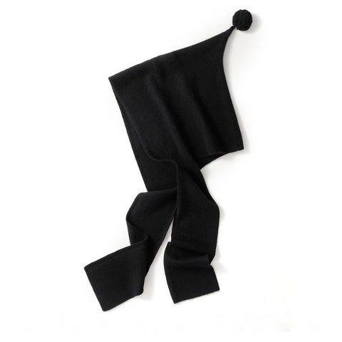 Winter Cashmere Winter Wrap Hooded Scarf Knit Hats Beanie with Pom-Pom