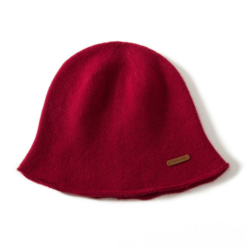 100% Pure Cashmere French Winter Warm Knitted Bucket Hat for Women
