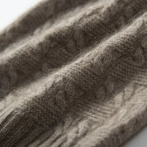 Classic Cable-Pattern Pure Cashmere  Knitted Brimless Hat