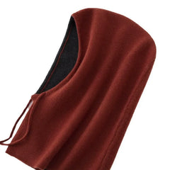Knitted Ski Hat Windproof 100% Cashmere Hood Drawstring Snood