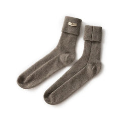 100% Cashmere Winter Mid-Calf Knitted Lounge Soft Crew Sock