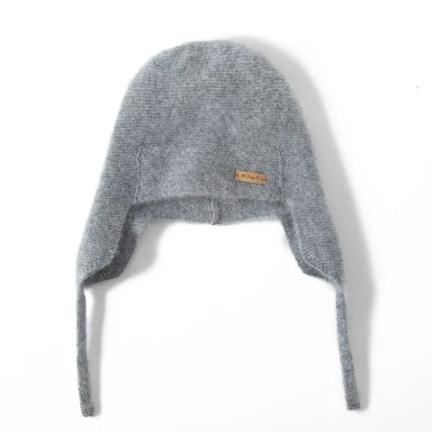 100% Cashmere Earflap Hat Soft Winter Beanie with Ties