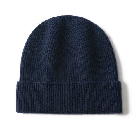 Winter Knitted Beanie Thick Hats Outdoor Cashmere Ribbed Cap Unisex