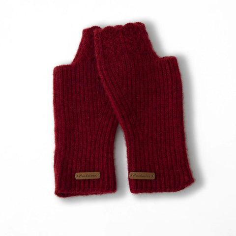 100% Pure Cashmere Fingerless Mittens Ribbed Knit Wrist Warmers Gloves