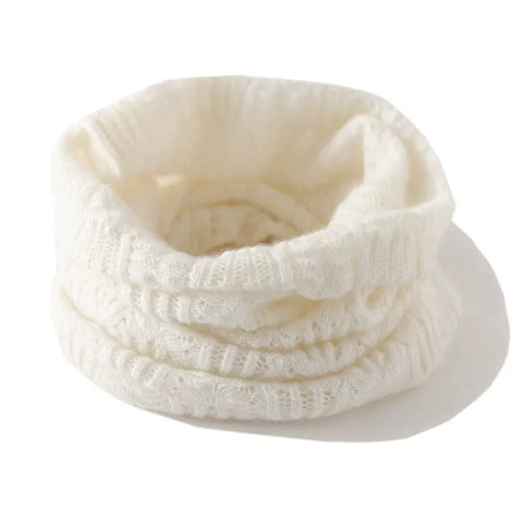 Knitted 100% Cashmere Neck Warmer Soft Hollow Ribbed Winter Snood