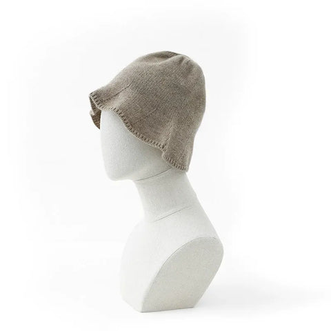 Winter Warm Knitted Bucket Hat 100% Cashmere Fisherman Hat for Women
