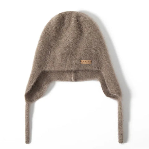 100% Cashmere Earflap Hat Soft Winter Beanie with Ties