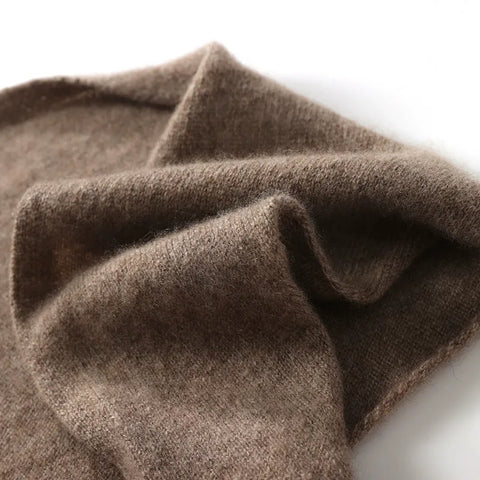 Pure Cashmere Triangle Scarf Neckerchief Knitted Shoulder Warm Wrap