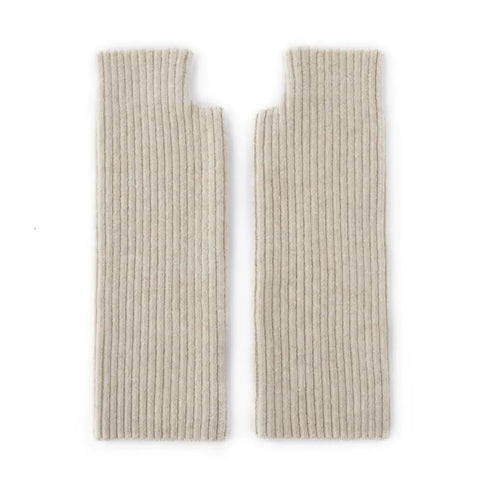 Winter 100% Pure Ribbed Cashmere Fingerless Gloves Arm Warmer