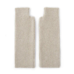 Winter 100% Pure Ribbed Cashmere Fingerless Gloves Arm Warmer