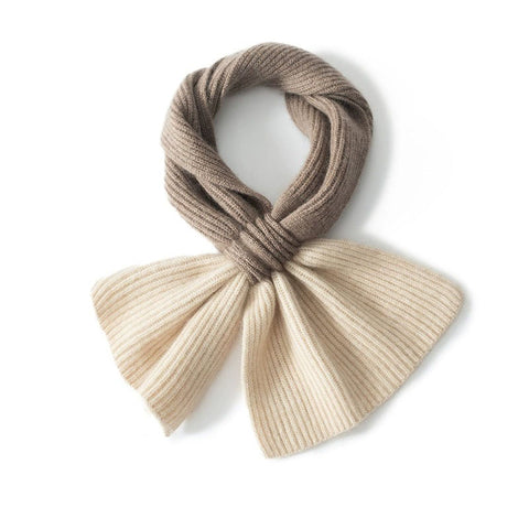 Luxury Contrast Color Neck Two-Tone Bow-Knot Pure Cashmere Scarf