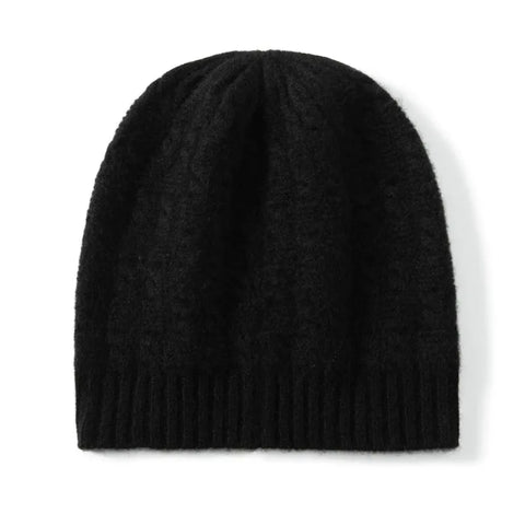 Classic Cable-Pattern Pure Cashmere  Knitted Brimless Hat