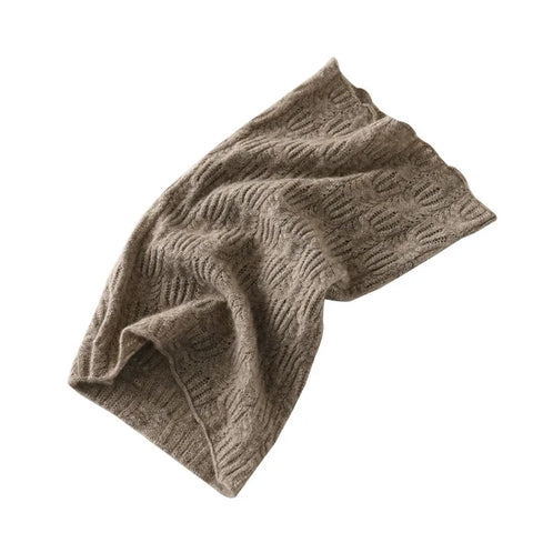 Knitted 100% Cashmere Neck Warmer Soft Hollow Ribbed Winter Snood