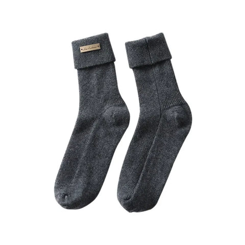 Luxury 100% Cashmere Winter Mid-Calf Knitted Lounge Soft Crew Socks