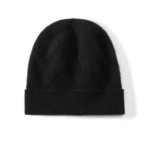 100% Cashmere Knitted Textured Chevron Rib Soft Beanie
