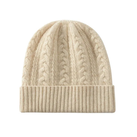 Kids’ 100% Cashmere Cable Warm Winter Hat Unisex Knitted Beanie