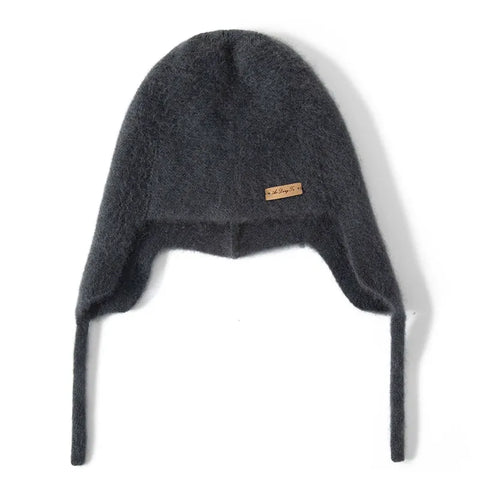 100% Cashmere Earflap Hat Soft Winter Beanie with Ties