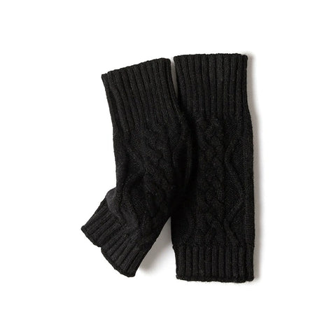 Soft Cable-Knit 100% Cashmere Wrist Warmers Fingerless Gloves