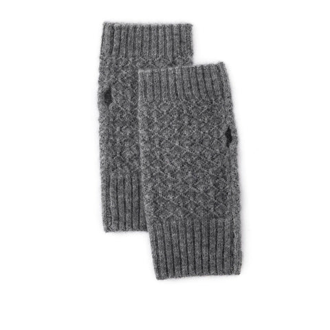 Luxury Knitted Ribbed Cuffs Diamond-Knit Cashmere Fingerless Gloves Mittens