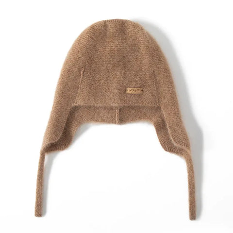 100% Cashmere Earflap Hat Soft Winter Beanie with Ties