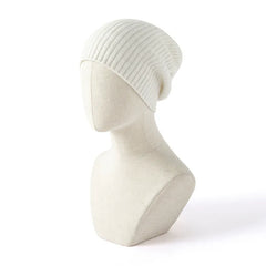 Cable Knit Cuffed Hat 100% Cashmere Ribbed Slouchy Beanie