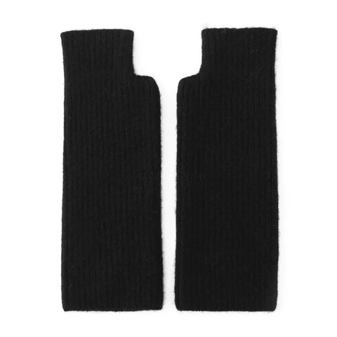 Winter 100% Pure Ribbed Cashmere Fingerless Gloves Arm Warmer
