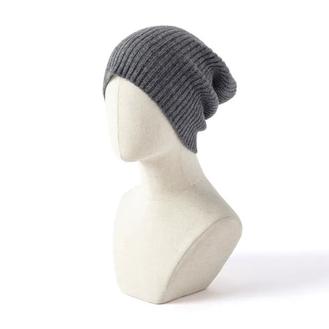 Winter Women's Cable Knit Cuffed Hat 100% Cashmere Ribbed Slouchy Beanie