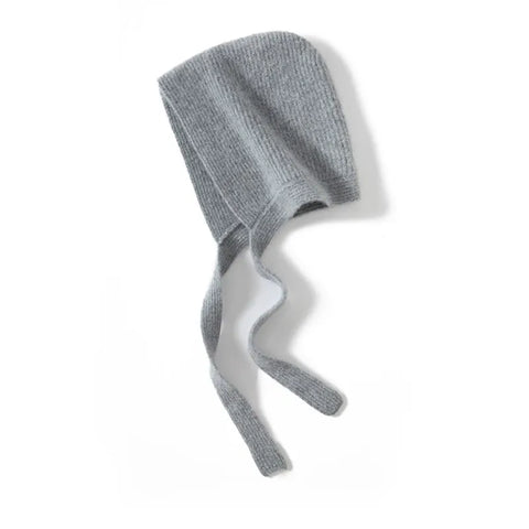 100% Cashmere Hood with Ties Knit Hood Scarf  Wrap Beanie Hats