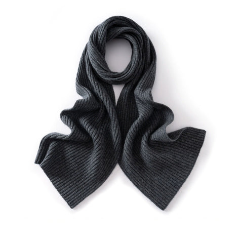 Ribbed Pure Cashmere Scarf Soft Winter Wrap Warm Capes Outdoor Scarves