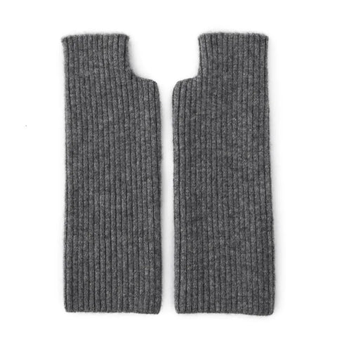 Winter 100% Pure Ribbed Cashmere Fingerless Gloves Arm Warmer