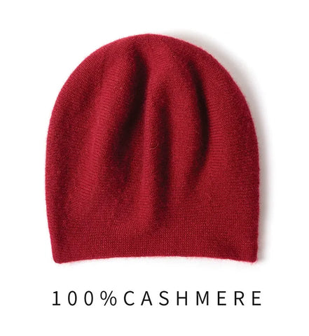 Women 100% Pure Cashmere Beanies Solid Casual Basic Soft Caps Hat