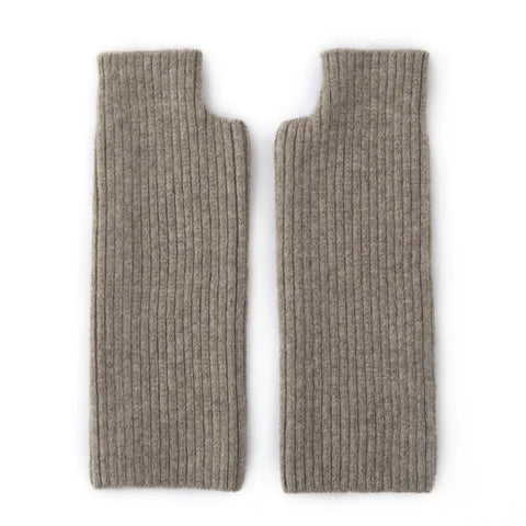 Winter 100% Pure Ribbed Cashmere Fingerless Gloves Arm Warmer