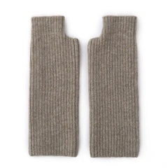 Winter 100% Pure Ribbed Cashmere Fingerless Gloves Arm Warmer