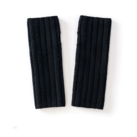 Women 100% Warmer Sleeves Knitted Ribbed Cashmere Fingerless Mitten Gloves