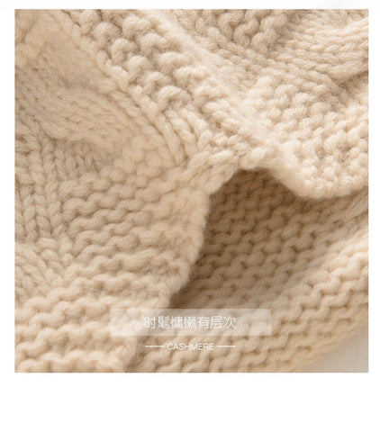 Women's Knitted Thickened Pom Pom Winter Cashmere Hat Trooper Style Ear Warmer
