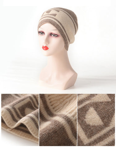Striped Beanie Cap Versatile Slouchy Warm Winter Knit Hat for Men & Women