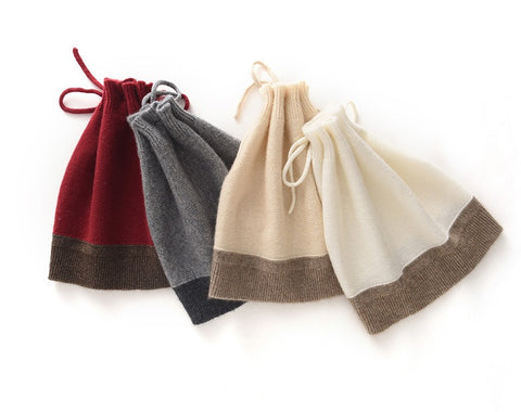 Dual-purpose Neck Cover Cashmere Drawstring  Two-Tone Knit Hat