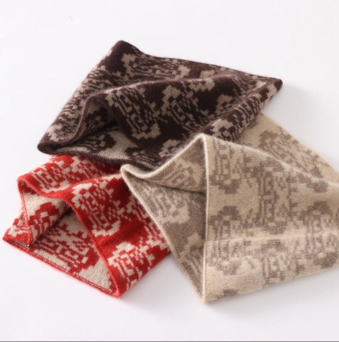100% de cachemir jacquard buffador de cuello de punto