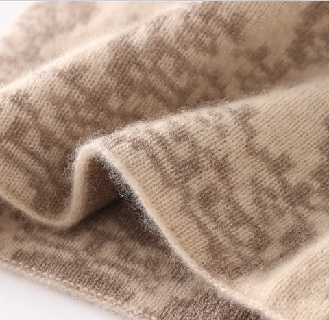 100% de cachemir jacquard buffador de cuello de punto