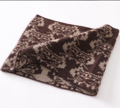 100% Cashmere Jacquard Knit Neck Warmer Scarf