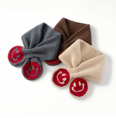 Pure Cashmere Scarf with Smiley Face Design Comfortable Neckerchief