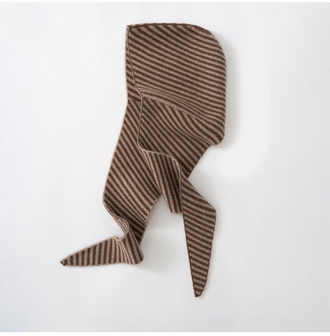 Women Winter Knitted Striped Hooded Skull Shawls Warm Knitted Hat