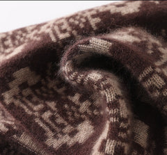 100% Cashmere Jacquard Knit Neck Warmer Scarf